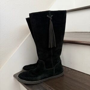 UGG Kelleen Boot Black Suede Mid-Calf Tassel Boots Size 7.5